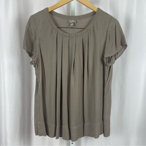 J Jill Large Pleat Flowy Flutter Sleeve Blouse Top Modest Formal Boho